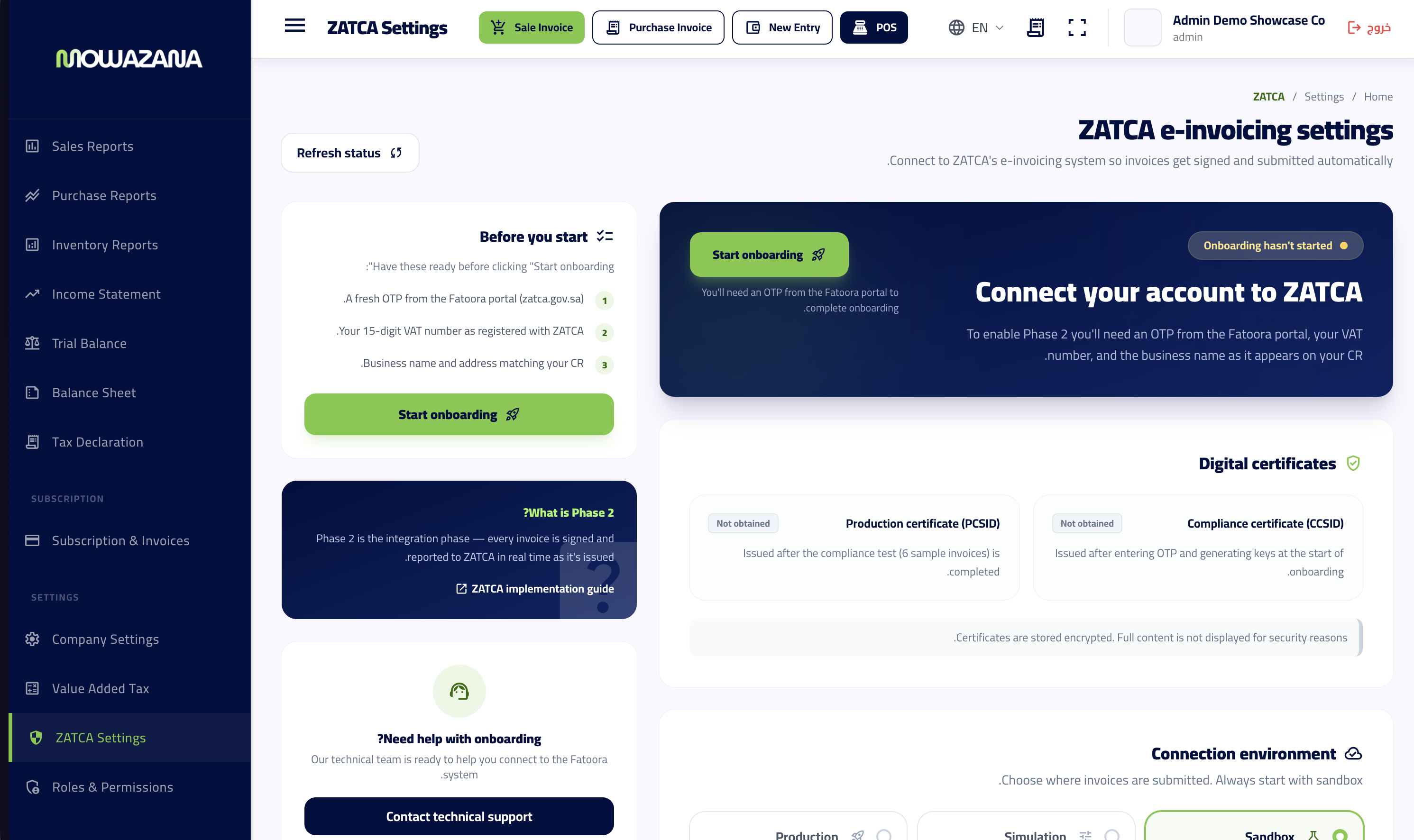 ZATCA e-invoicing onboarding: OTP, CCSID/PCSID certificates, sandbox to production